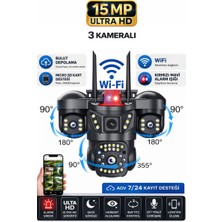 Sonreir RX66W WİFİ 3 Kameralı Güvenlik Kamerası 15MP ULTRA HD PTZ Hareketli Sesli Gece Görüşlü Akıllı Kamera