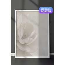 Zestia Beyaz Çerçeveli  Duvar Tablosu Beyaz Porselen Çiçek Sakin Minimal Kompozisyon Yatak Odası Dekoru