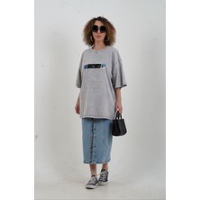 Zelish My Sister Mavi Önü Düğmeli Midi Boy Denim Etek