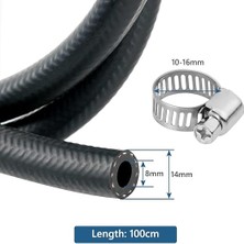 Otovadim 8mm Akaryakıt Hortumu Lpg/cng Benzin ve Mazot Taşıma Için Bezli Içten Örgülü Nbr Nitril (Iç Çap 8 Mm) 1 Metre Uzunlukta + 2 Adet Kelepçe