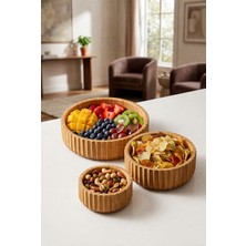 Nokka 3’lü Bambu Sunum Tabak Seti – Dekoratif Servis & Kahvaltılık Sunumluk