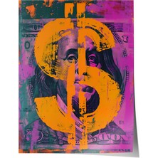 Zestia Premium Poster Renkli Dolar Sembolü Pop Art Portre Çalışması Salon Dekoru