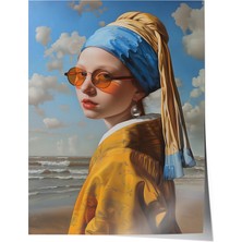 Zestia Premium Poster Inci Küpeli Kız Modern Pop Art Portre Yorumu Salon Dekoru