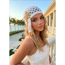 Happy Handmade Deniz Yıldızlı Kroşe Şapka/trend File Şapka/viral Bere/özel Tasarım Hediyelik
