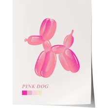 Zestia Premium Poster Pembe Balon Köpek Figürü Modern Pop Art Illüstrasyonu Salon Dekoru