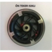 PremiumPort Işıklı Power Scooter Ön Teker, Rulmanlı, 12 cm Çap, 120X99 mm Uyumlu
