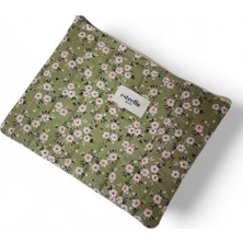 Estrella Paris Bloom Portföy & Clutch El Çantası Tablet Çantası Makyaj Çantası Yeşil 25 x 19 cm