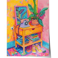 Zestia Premium Poster Renkli Modern Yaşam Köşesi Sanatsal Natürmort Salon Dekoru