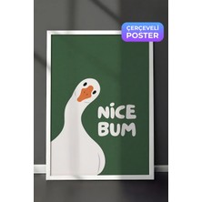 Zestia Beyaz Çerçeveli  Duvar Tablosu Şirin Kaz Karikatürü Nice Bum Genç Odası Dekoru