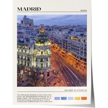 Zestia Poster Madrid Gece Şehir Manzarası Salon Dekoru