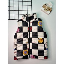 Cacobebiş Unisex Çocuk Lüks Damalı Şişme Yelek Siyah-Beyaz