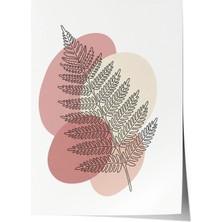 Zestia Poster Pastel Geçişli Minimal Eğrelti Yaprağı Çizimi Salon Dekoru