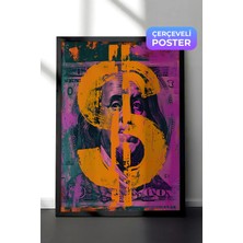 Zestia Siyah Çerçeveli Duvar Tablosu Renkli Dolar Sembolü Pop Art Portre Çalışması Salon Dekoru