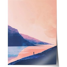 Zestia Premium Poster Pastel Tonlarda Kıyı Yolu ve Deniz Manzarası Salon Dekoru