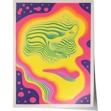 Zestia Premium Poster Neon Renklerde Soyut Yüz Formu Psikedelik Sanat Salon Dekoru