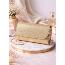 Eylül Gold Kapaklı Kadın Abiye Omuz Çantası