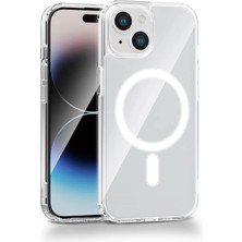 Fenza iPhone 15 Uyumlu Kamera Korumalı Magsafe Wireless Şarj Özellikli Lüks Şeffaf Silikon Telefon Kılıfı