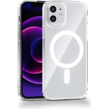 Fenza iPhone 12 Uyumlu Kamera Korumalı Magsafe Wireless Şarj Özellikli Lüks Şeffaf Silikon Telefon Kılıfı