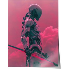 Zestia Premium Poster Pembe Gökyüzünde Astronot Bilim Kurgu Sahnesi Salon Dekoru