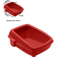 Beak's Açık Kedi Tuvalet Kum Kabı Kırmızı 17*37*50 cm