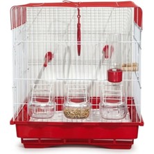 365Dükkan Muhabbet Kuşu ve Kanarya Için Geniş Ön Cepheli Kırmızı Kare Kafes