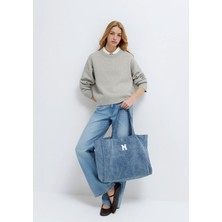 Mavi M Logo İşlemeli Denim Omuz Çantası 1913790-22189