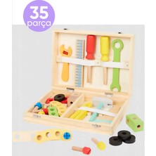 Nilberry Ahşap Tamir Seti Çantalı Oyuncak 35 Parça Montessori Eğitici Çocuk Alet Seti 3+ Yaş Tamir Atölyesi