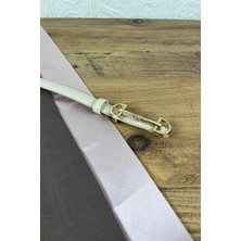 Paşala Leather Hakiki Deri Kadın Kemer Bej Gold Ataç Tokalı 2 cm Genişlik Dikişli Bombeli Elbise Uyumlu