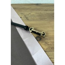 Paşala Leather Hakiki Deri Kadın Kemer Siyah Gold Ataç Tokalı 2 cm Genişlik Dikişli Bombeli Elbise Uyumlu