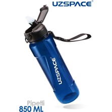 PremiumPort 850 ml Şeffaf Tritan Su Matarası, Pipetli ve Ölçü Skalalı