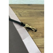 Paşala Leather Hakiki Deri Kadın Kemer Siyah Gold Fiyonk Tokalı 2 cm Genişlik Dikişli Bombeli Elbise Uyumlu