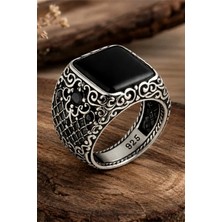 Siset Gümüş 925 Ayar  Özel  Tasarım  Oniks  Taşlı  Erkek  Gümüş  Yüzük