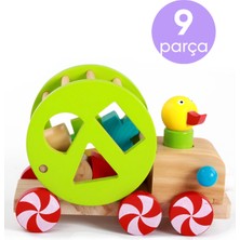 Nilberry Ahşap Eğitici Geometrik Şekil Yerleştirme Bultak Çek Çek Tren Oyuncak - Montessori Şekil Eşleştirme