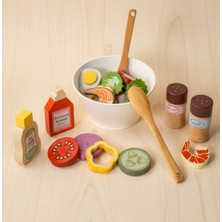 Nilberry Ahşap Salata Seti Oyuncak Montessori Eğitici Mutfak Oyuncak Seti Sebze Oyuncağı Salata Hazırlama
