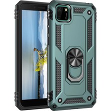 TKÇ Mey Ithalat®  Huawei Y5P Kılıf Sofya Yüzüklü Silikon Kapak - Yeşil
