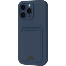 TKÇ Mey Ithalat®  iPhone 16 Pro Kılıf Kelvin Kartvizitli Silikon - Lacivert