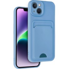 TKÇ Mey Ithalat®  iPhone 14 Kılıf Kelvin Kartvizitli Silikon - Mavi