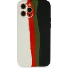TKÇ Mey Ithalat®  iPhone 12 Pro Kılıf Ebruli Lansman Silikon - Beyaz-Siyah