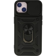 TKÇ Mey Ithalat®  iPhone 13 Kılıf Pars Lens Yüzüklü Silikon - Siyah