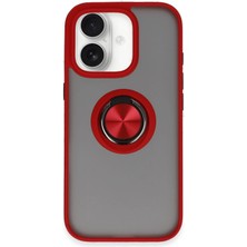 TKÇ Mey Ithalat®  iPhone 16 Kılıf Montreal Yüzüklü Silikon Kapak - Kırmızı
