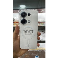 İzel Aksesuar Xiaomi Redmi Note 13 Pro 4g Sert Pc Sararmaz Magsafe Şeffaf  Kılıf