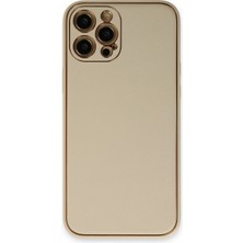 TKÇ Mey Ithalat®  iPhone 12 Pro Kılıf Coco Deri Silikon Kapak - Gold