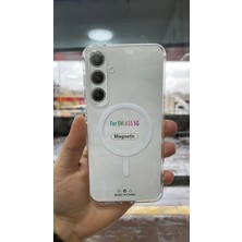 İzel Aksesuar Samsung Galaxy A55 Sert Pc Sararmaz Magsafe Şeffaf  Kılıf