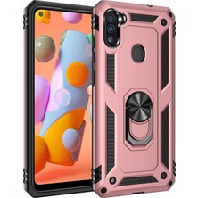 TKÇ Mey Ithalat®  Samsung Galaxy A11 Kılıf Sofya Yüzüklü Silikon Kapak - Rose