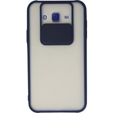 TKÇ Mey Ithalat®  Samsung Galaxy J7 Kılıf Palm Buzlu Kamera Sürgülü Silikon - Lacivert