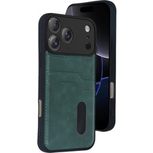 TKÇ Mey Ithalat®   iPhone 17 Pro Sara Kartvizitli Deri Kılıf - Yeşil