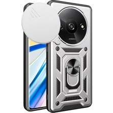 TKÇ Mey Ithalat®   Redmi A3 4g Kılıf Pars Lens Yüzüklü Silikon - Gümüş