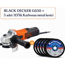 Black & Decker G650 Avuç Taşlama + 5 Adet Karbosan Metal Kesme Taşı Seti 115 mm