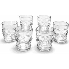 Nova Epoxy Art 6'lı Kurukafa Şeffaf Cam Shot Bardağı Seti 9x8 cm