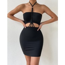 Ne Lazım Bana Önden Büzgülü Mini Elbise